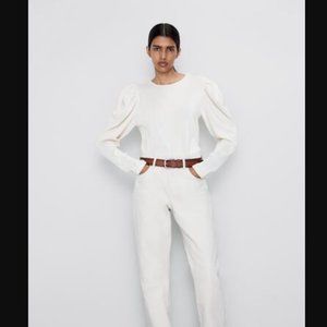 BALLOON SLEEVE TEXTURED TOP white large zara